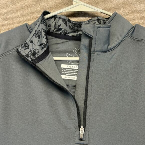 Swannies Golf 1/4 Zip Pullover Women's XL Gray Performance Floral Collar Repreve - Picture 2 of 10